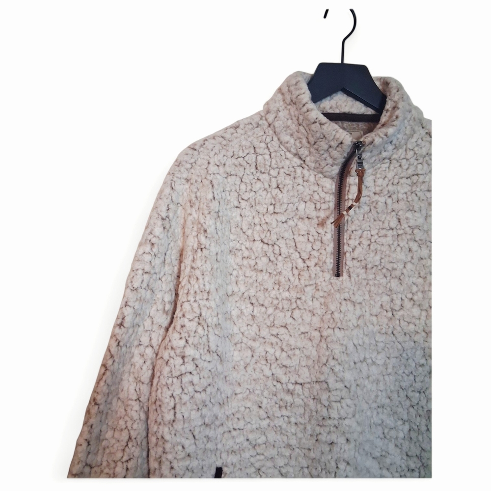 Horn Legend Quarter-Zip Sherpa Pullover Womens Size XL - cream/tan - Picture 5 of 8
